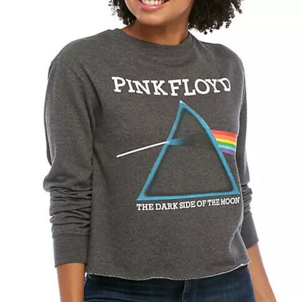 PINK FLOYD Junior's SWEATSHIRT xlarge CROPPED Dark Side of Moon NWT